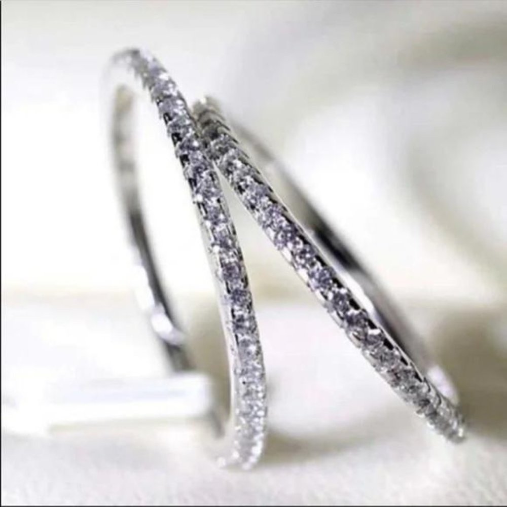 NEW FULL ETERNITY 925 STERLING SILVER DIAMOND BAND RING - Picture 2 of 5